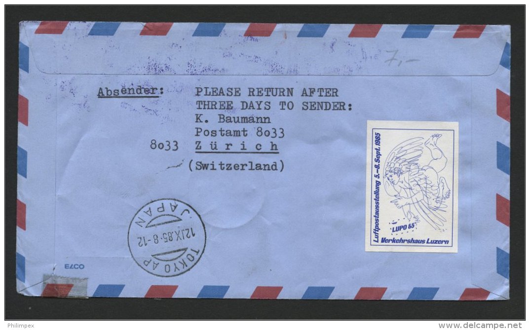 UNITED NATIONS, HANS ERNI CACHET AND HANS ERNI LABEL - Airmail