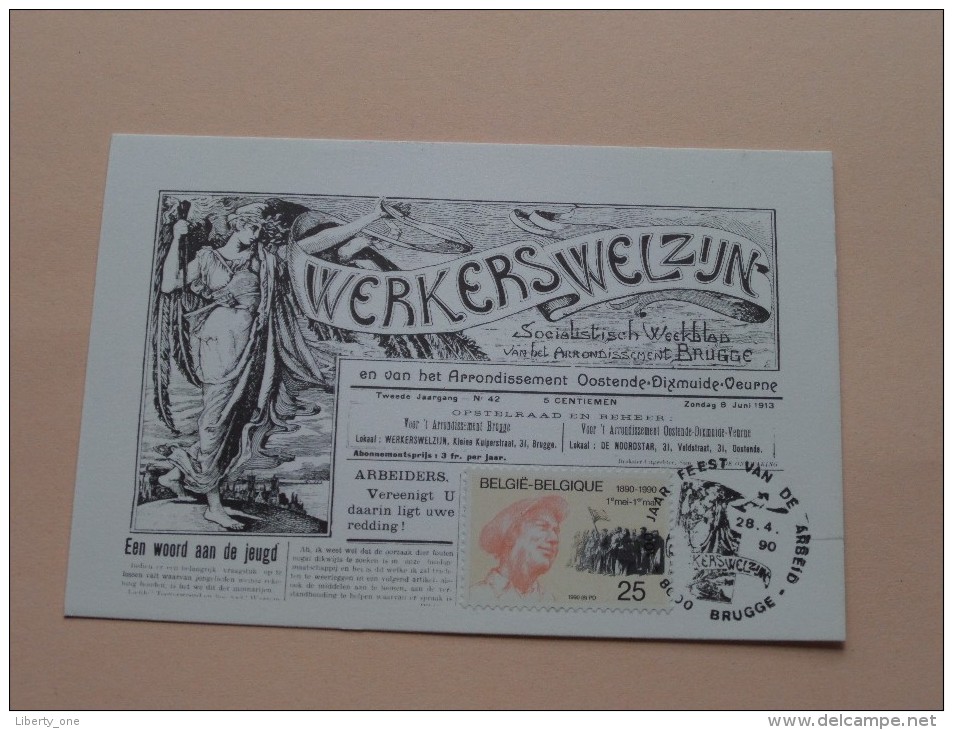 WERKERSWELZIJN Socialistisch Weekblad Arr. BRUGGE 100 Jaar FEEST Van De ARBEID 1990 ( Zie Foto Voor/pour Détails ) !! - Cartes Souvenir – Emissions Communes [HK]