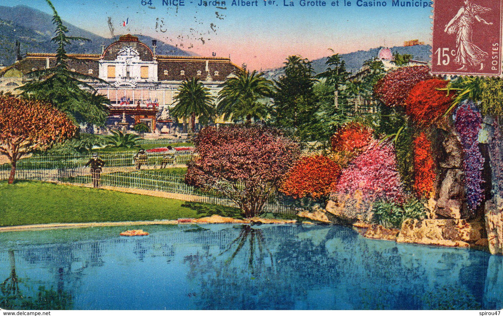 CPA NICE - JARDIN ALBERT Ier - LA GROTTE ET LE CASINO MUNICIPAL - Parcs Et Jardins