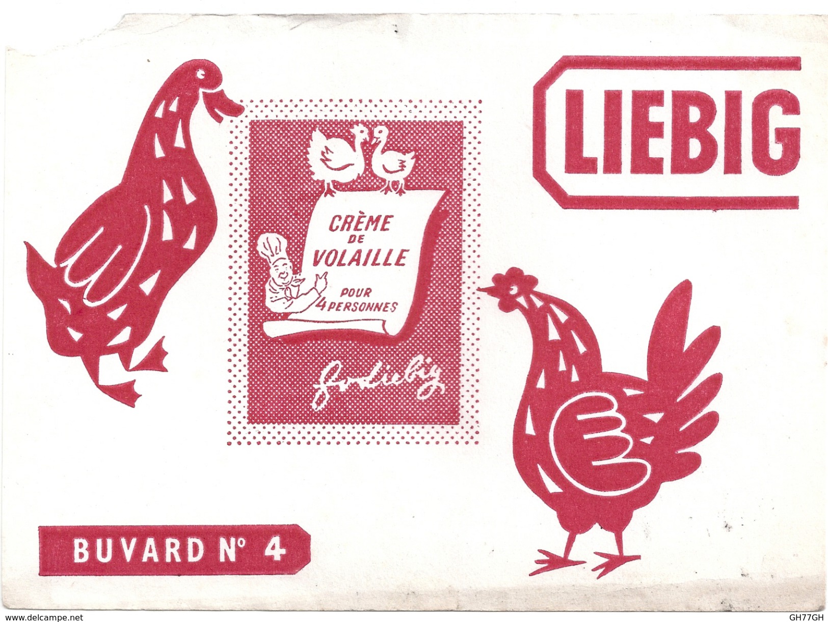 Buvard Ancien -Liebig -crème De Volaille Pour 4 Personnes -Buvard N°4 - Soups & Sauces