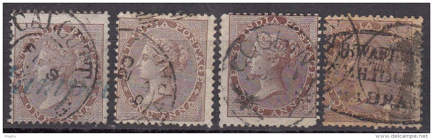 British East India Used 1856, No Wartermark, One Anna Shades 1a - 1854 Britische Indien-Kompanie