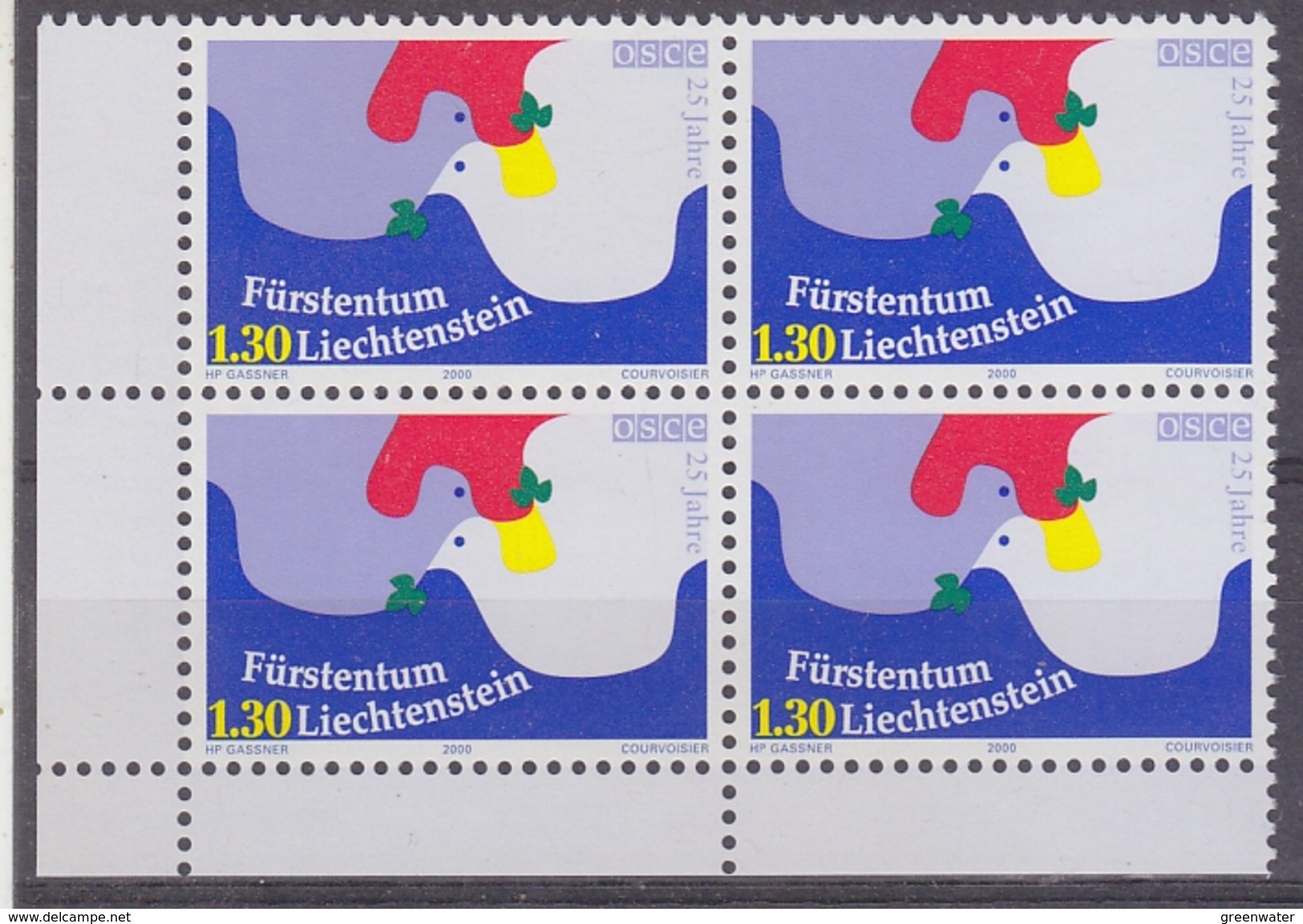 Liechtenstein 2000 25Y KSZE/OSCE 1v  Bl Of 4 (corner)  ** Mnh (33942A) - Europäischer Gedanke