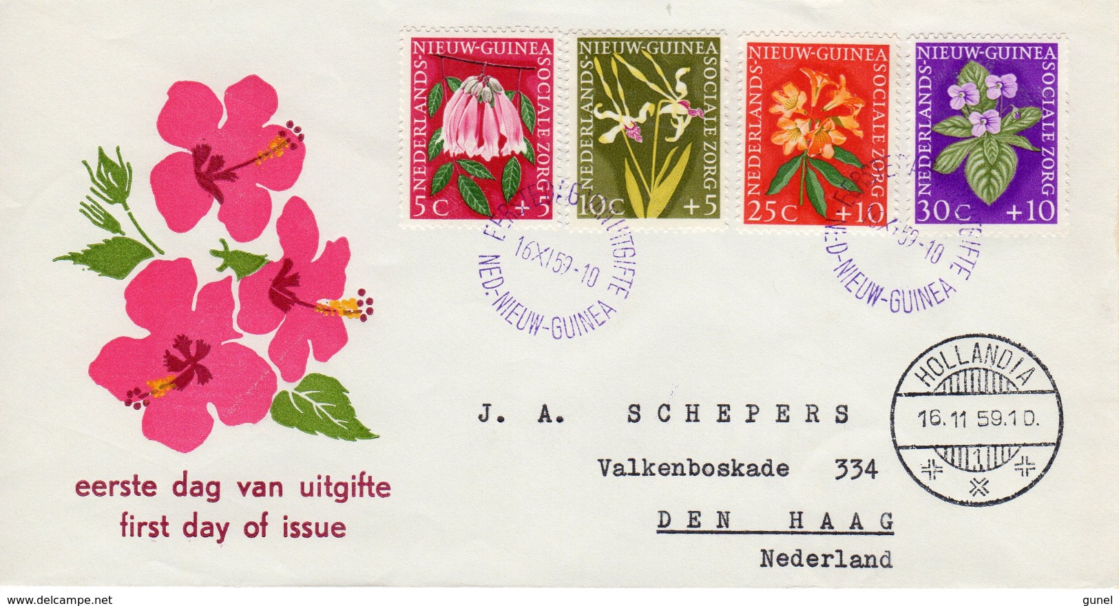 1959 FDC  Sociale Zorg Hollandia Naar  Den Haag - Netherlands New Guinea