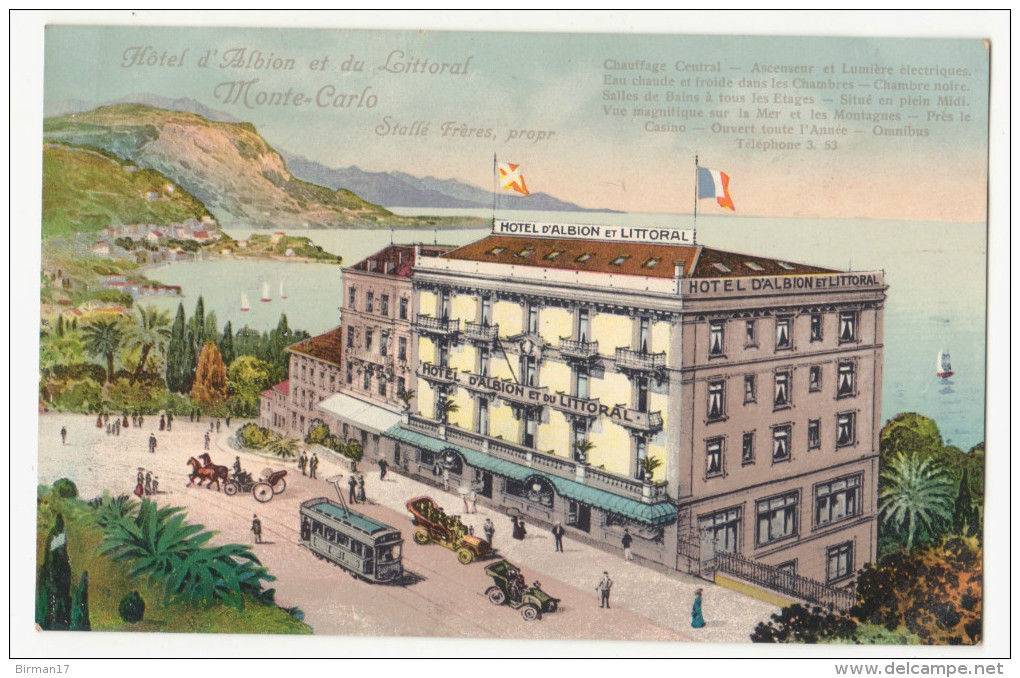 CPA MONACO MONTE CARLO Hôtel D&rsquo;Albion Et Du Littoral &ndash; Animation (2 Scans) - Monte-Carlo