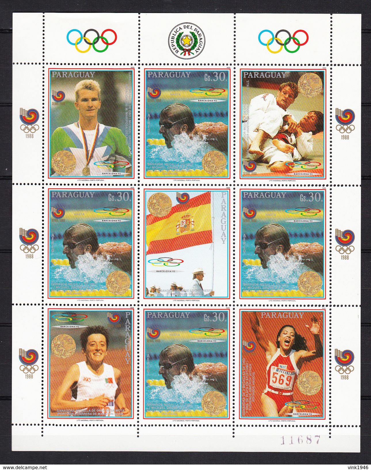 Paraguay 1989,8V In KB,Barcelona,,olympic,olympisch,olympische,olympique,olympicos,olimpici ,MNH/Postfris(L2882) - Zomer 1992: Barcelona