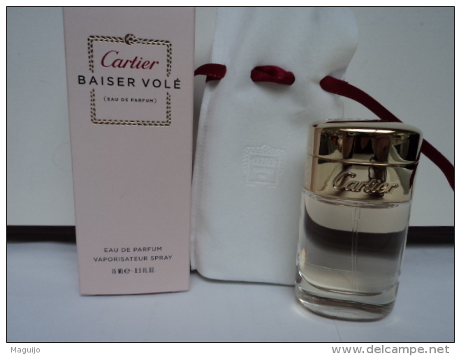 CARTIER  " BAISER VOLE" MINI VAPO  EDP 15 ML  RARE   AVEC ETUI + BOITE  AVEC MENTION DE GRATUITE    LIRE & VOIR !! - Miniatures Femmes (avec Boite)