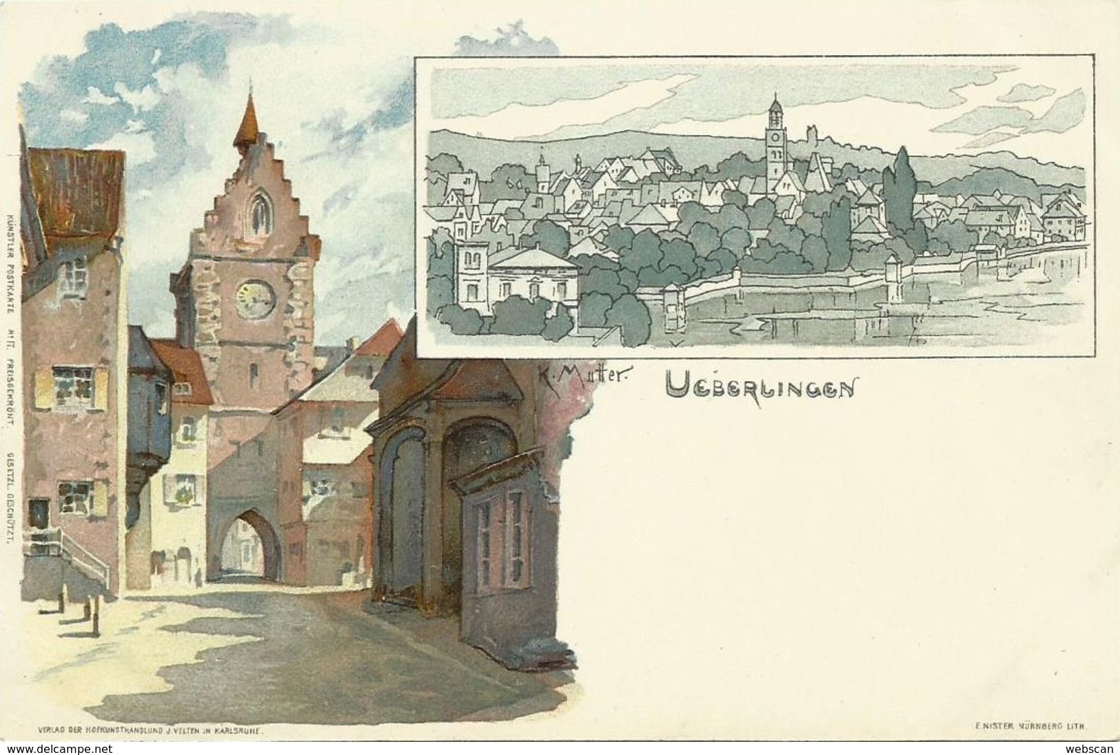 AK Überlingen Ueberlingen 2 Bilder Künstler Mutter Farblitho ~1900 #02 - Mutter, K.