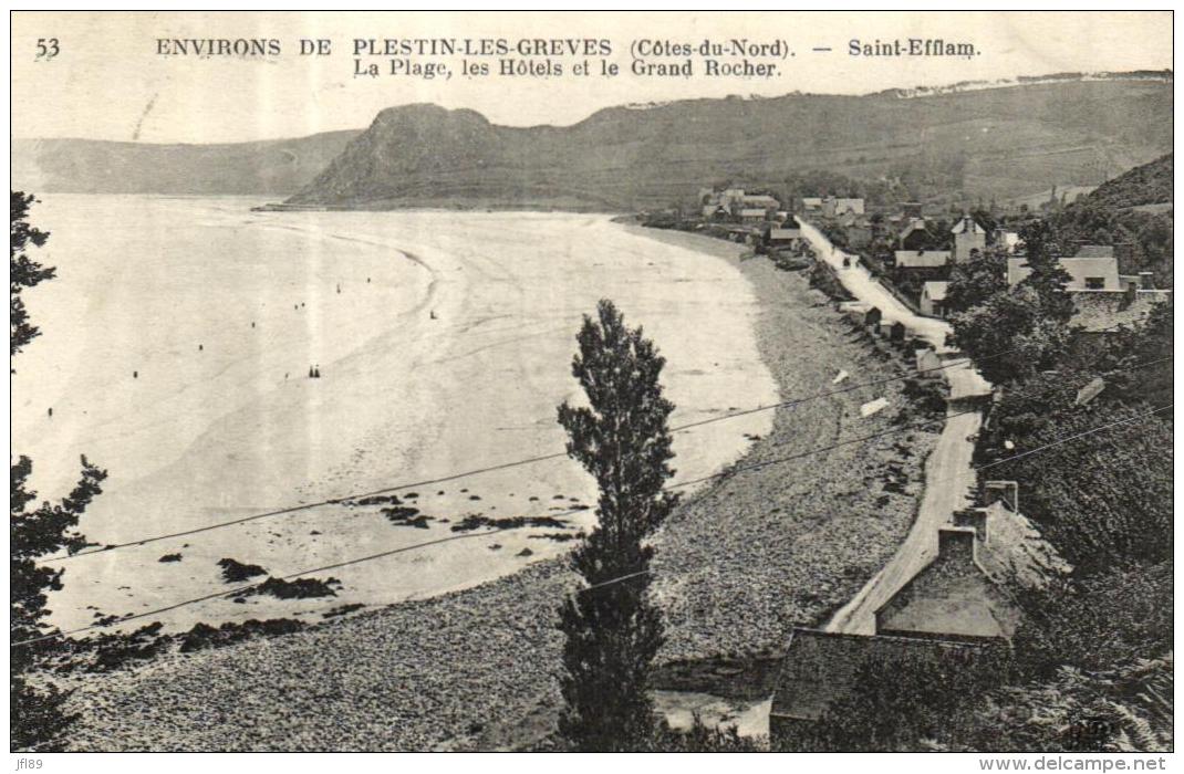 A 2924 - Saint - Efflam (22) Environs De Plestin -les -Grèves    La Plage  Les Hotels Et Le Grand Rocher - Autres & Non Classés