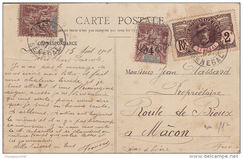 Carte Rufisque Senegal 2c General Faidherbe + Type Groupe 4cx2 - Lettres & Documents