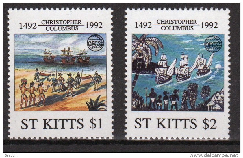 St Kitts Set Of Stamps Celebrating 500th Anniversary Since Columbus Discovered America 1992. - St.Kitts And Nevis ( 1983-...)