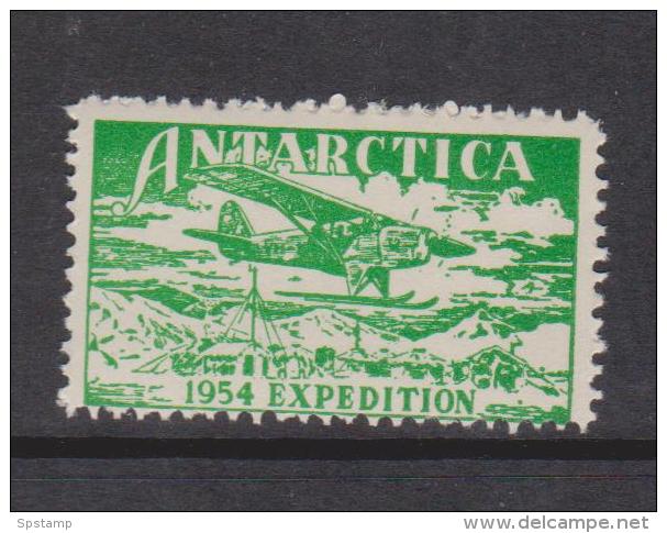 Australian Antarctic Territory 1954 Expedition Label Green Plane Over Camp Single MNH - Other & Unclassified