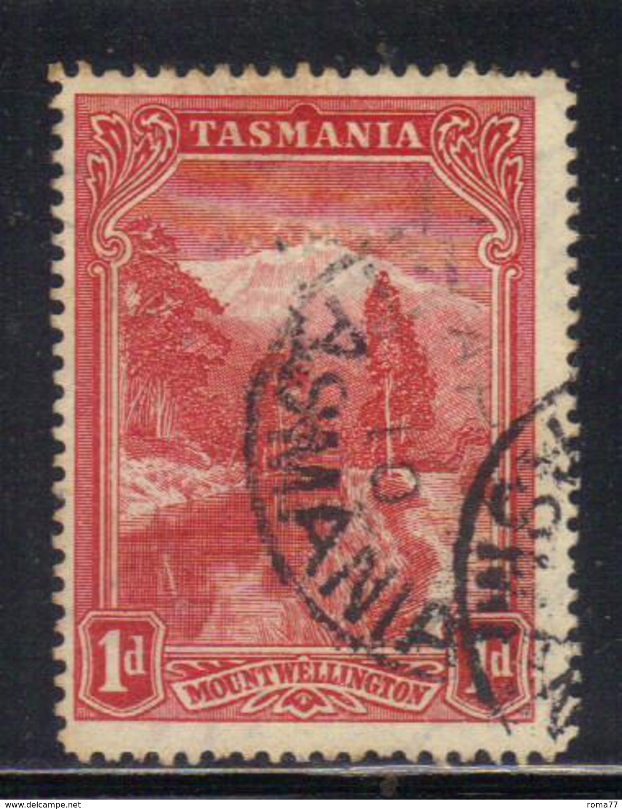 T1919 - TASMANIA 1 Penny Official :  Wmk TAS  Used . Punctured T - Gebraucht