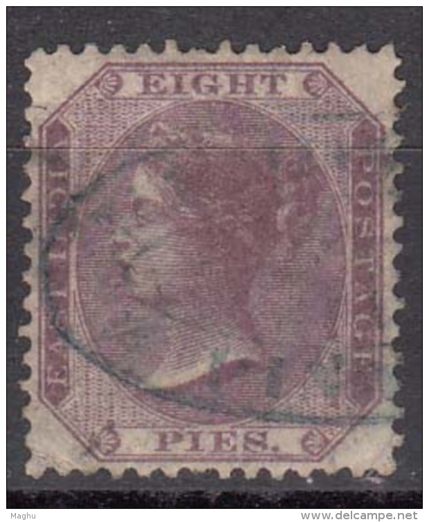 8p No Watermark ,1860 Eight Pies Purple,  British East India Used - 1858-79 Compañia Británica Y Gobierno De La Reina