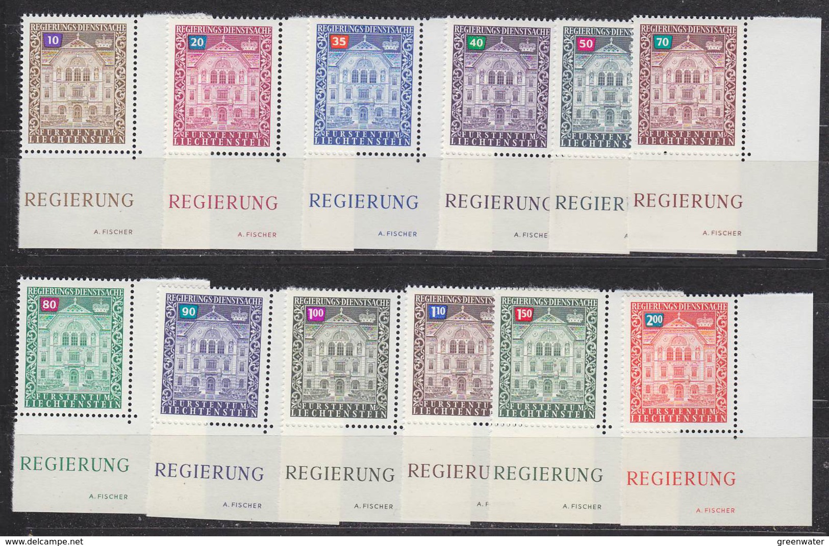 Liechtenstein 1976 Dienstmarken 12v  (corner) ** Mnh (33954) - Service