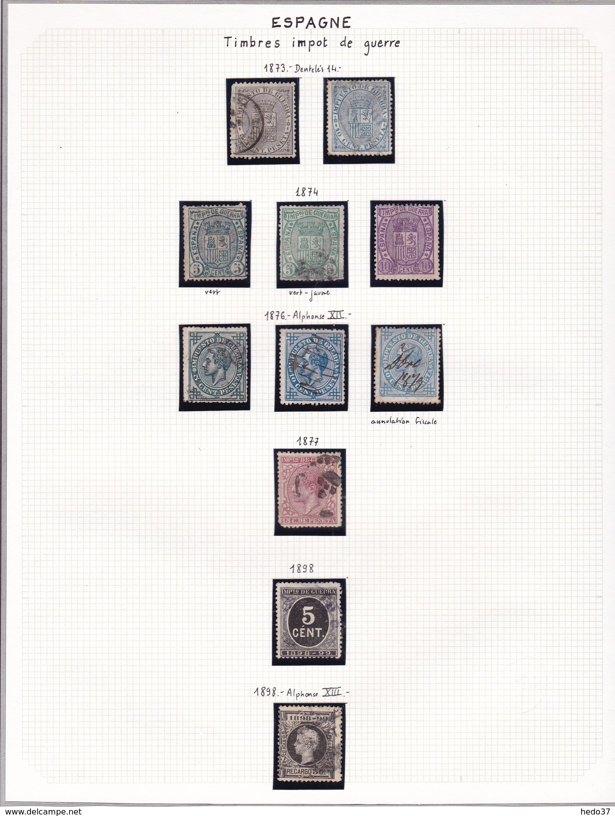 Espagne - Collection Vendue Page Par Page - Timbres Oblitérés/neufs * (avec Charnière) - Qualité B/TB - Kriegssteuermarken