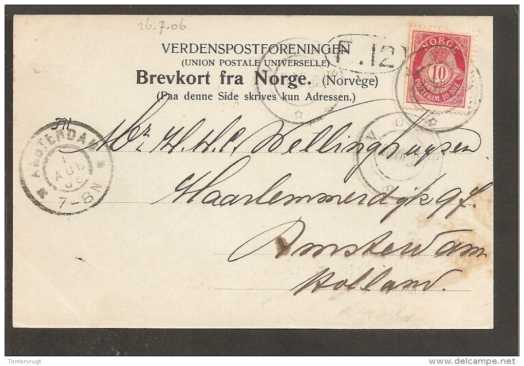 10 öre Posthorn. 3 Sid Skuret Vänster. F77B1. On Pc Flöistuen,Bergen 1906 - Briefe U. Dokumente