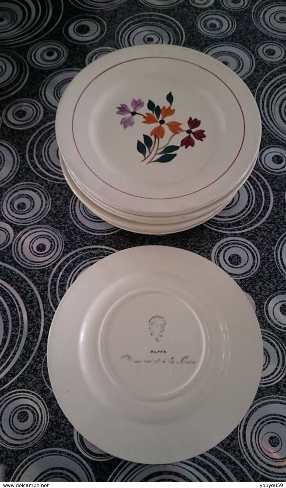 Lot De 11 Assiettes En Porcelaine CERANORD SAINT AMAND / St Amand ALMA Rare Peint à La Main - Saint Amand (FRA)