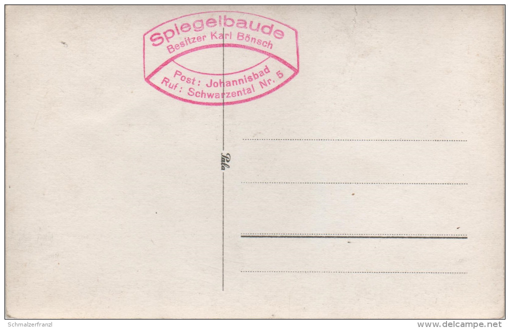 AK Spiegelbaude Zineckerbaude Zinneckerbaude Johannisbad Janske Lazne Schwarzenthal Schwarzenberg Freiheit Riesengebirge - Sudeten