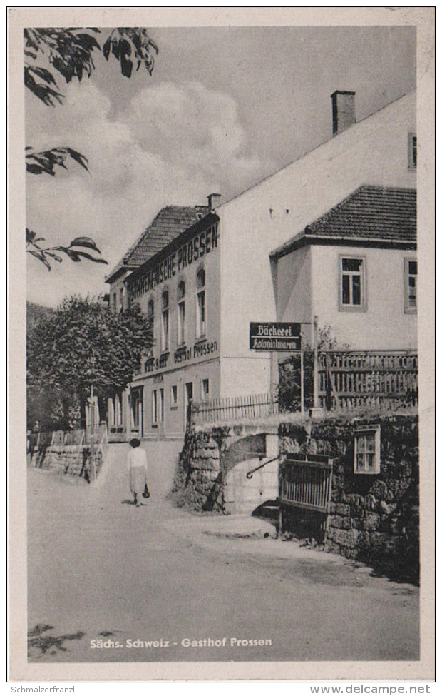 AK Prossen Gasthof Bäckerei Laden Bei Rathmannsdorf Porschdorf Waltersdorf Schandau Königstein Sächsische Schweiz - Rathmannsdorf (Sachsen)