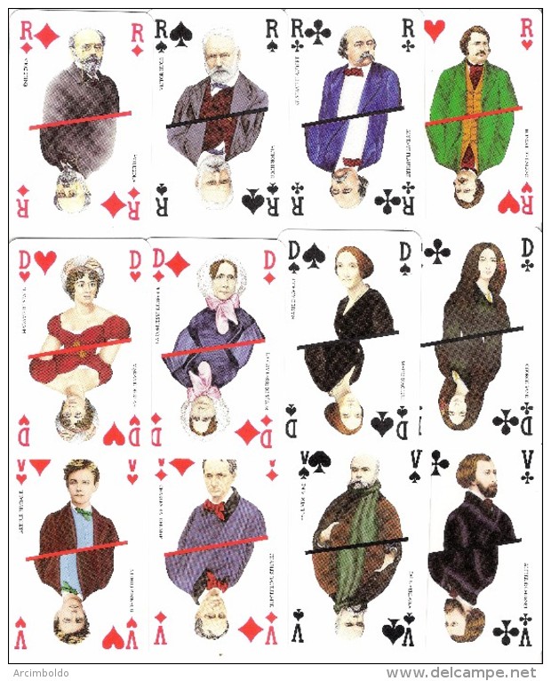 Jeu De 52 Cartes +  2 Jokers : Le Club Grands Ecrivains : Rimbaud, Ségur, Sand, Baudelaire, Verlaine, Musset, Hugo, ... - Speelkaarten