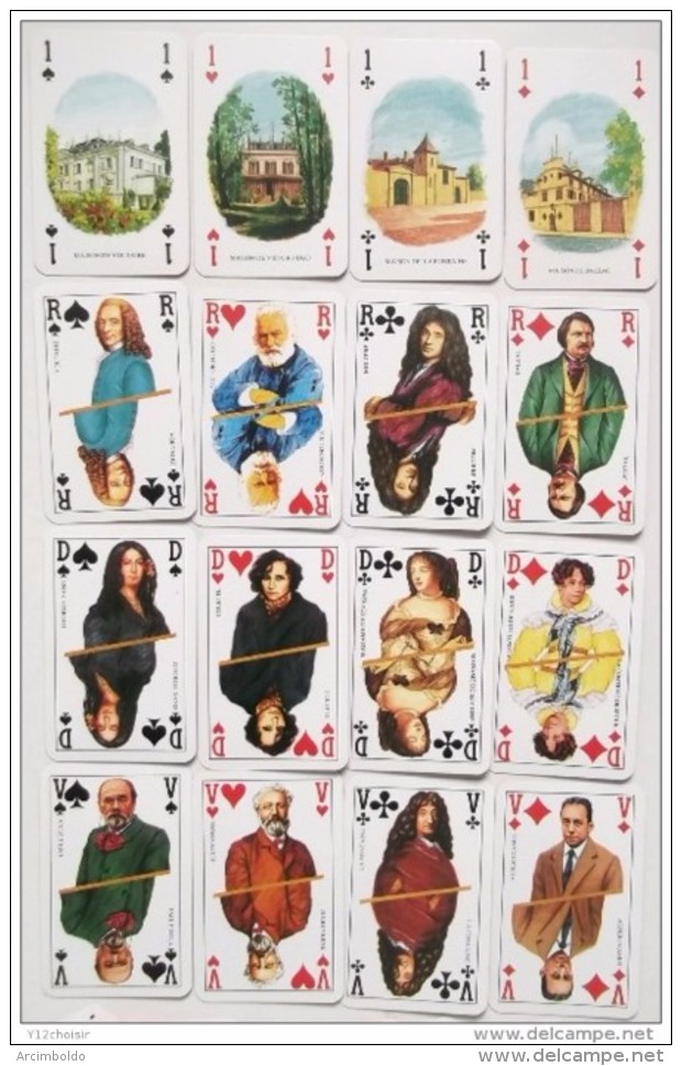 Jeu De 52 Cartes +  2 Jokers : Grand Livre Du Mois  : Camus, Ségur, Balzac, Zola, Sand, Voltaire, La Fontaine, Sévigné, - Carte Da Gioco