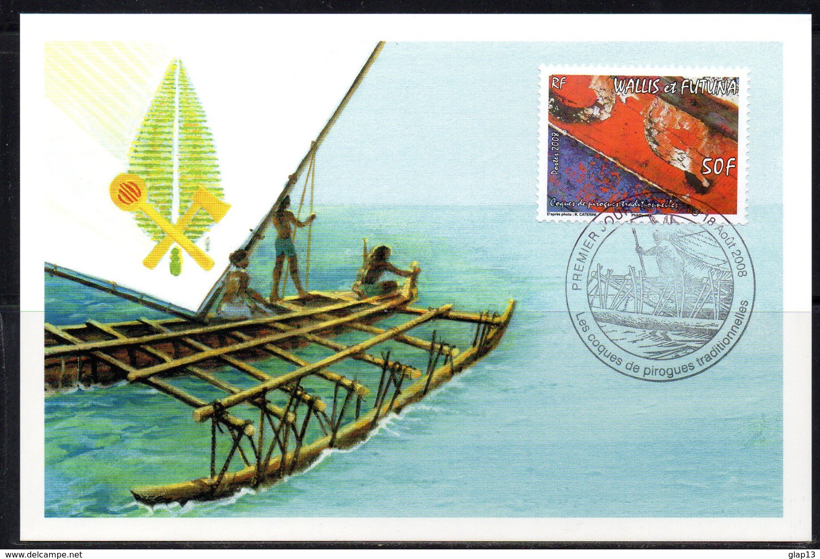 WALLIS & FUTUNA 2008 CARTE MAXIMUM TIMBRES N° 702/05 DETAILS DE PEINTURE DE COQUES DE PIROGUES - Maximumkarten