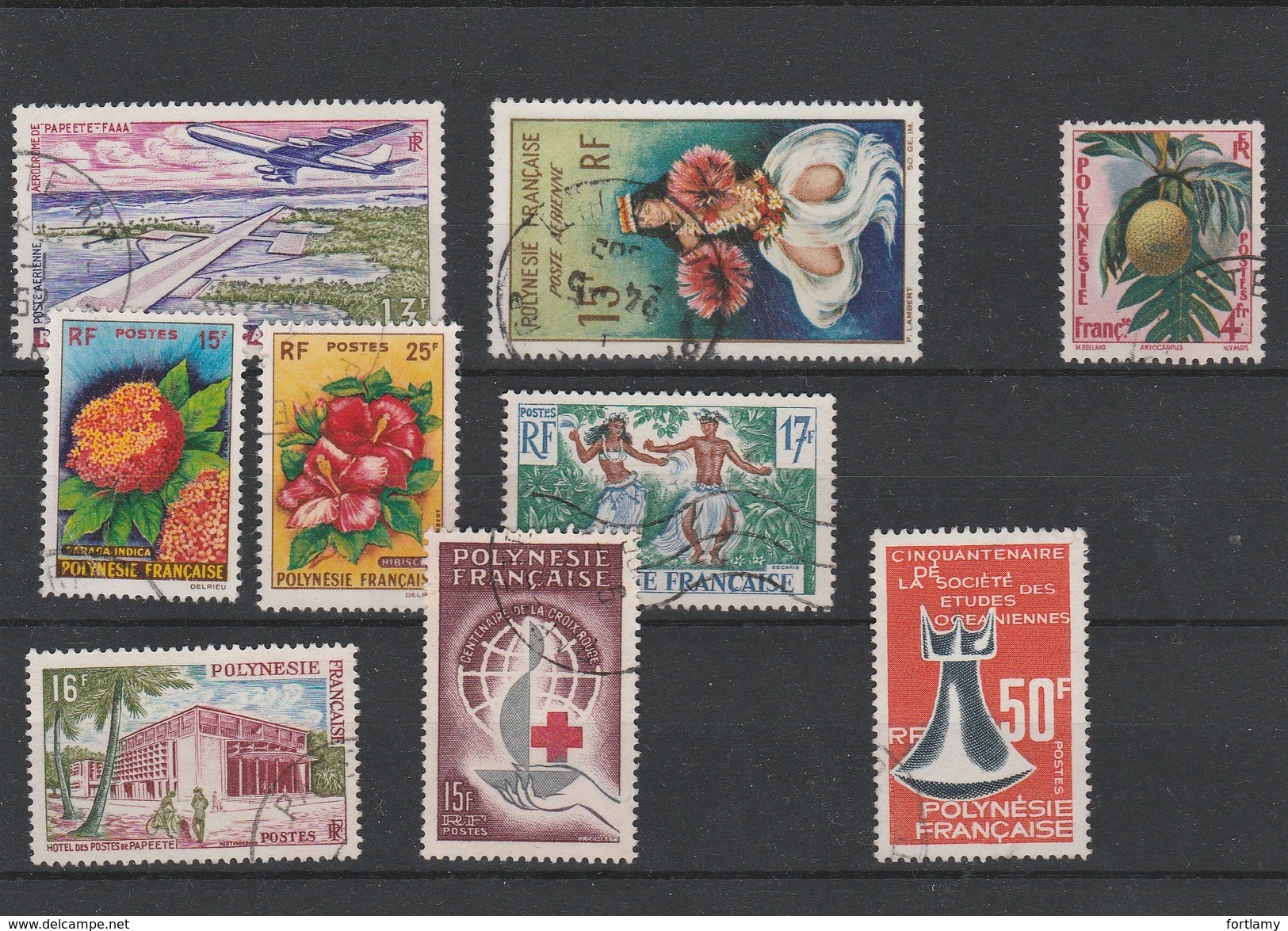 LOT 103 POLYNESIE PA N° 5-7 + POSTES N° 13-15-16-10-14-24-46 Oblitérés - Verzamelingen & Reeksen