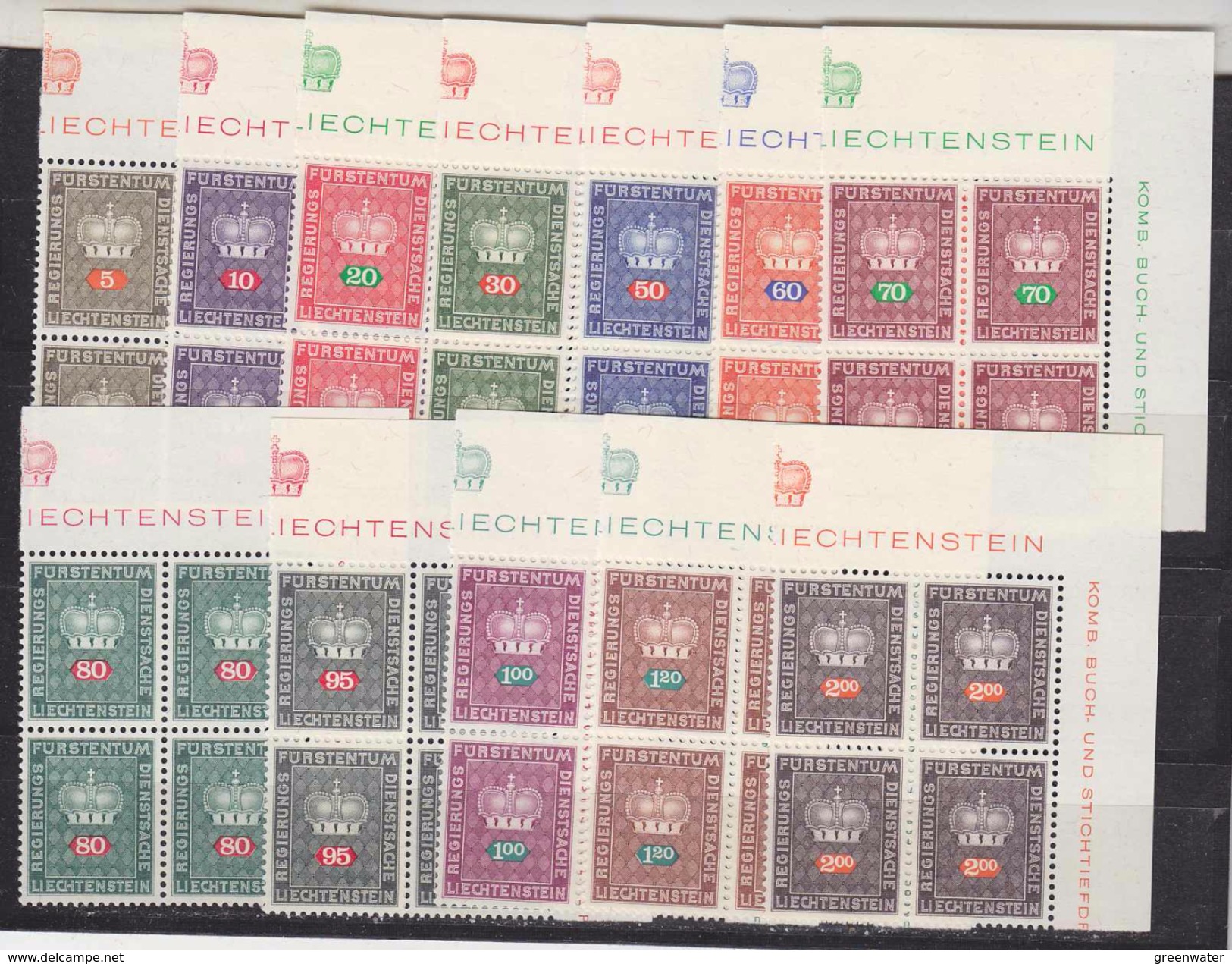 Liechtenstein 1968/1969 Dienstmarken 12v Bl Of 4 (corner) ** Mnh (33964) - Service