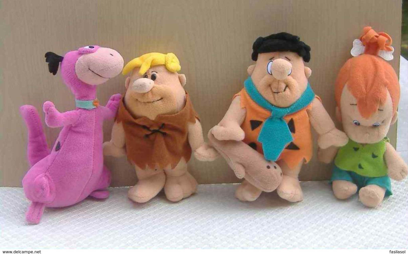 Lot 4 Peluches Kinder-maxi 2000 : LES PIERRAFEU : DINO - BARNEY - FRED -  PEEBLES - Maxi (Kinder-)