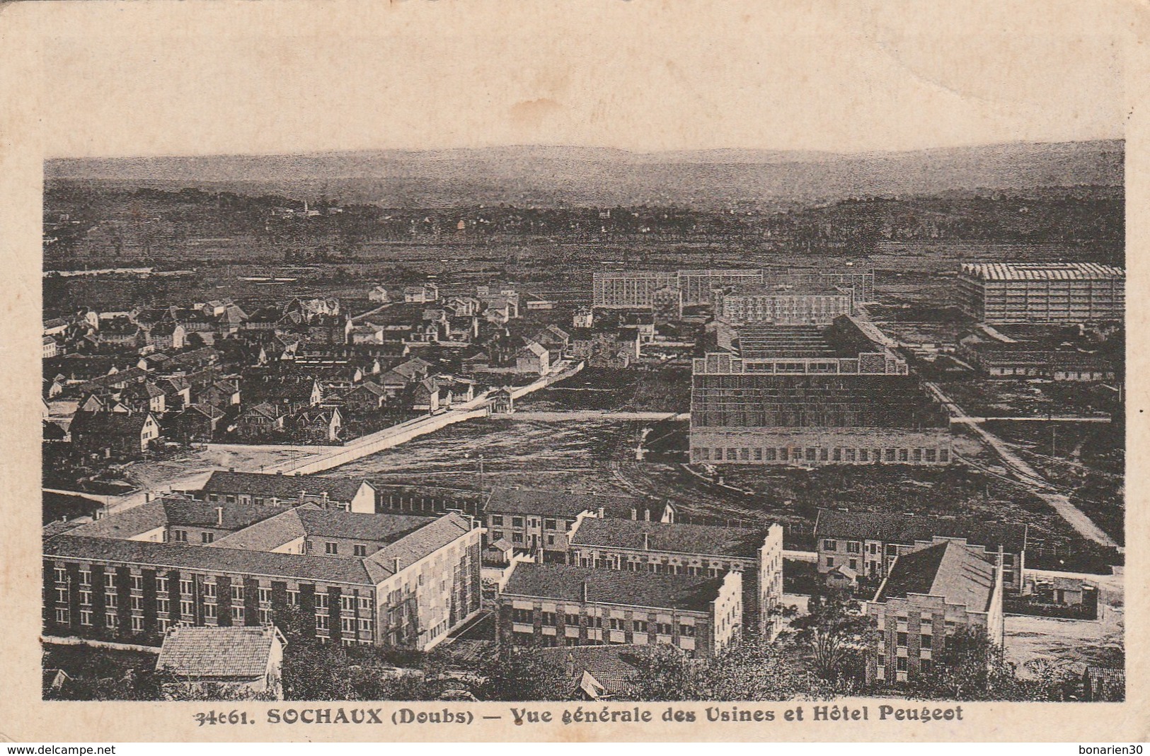 CPA 25 SOCHAUX VUE GENERALE DES USINES ET HOTEL PEUGEOT - Sochaux