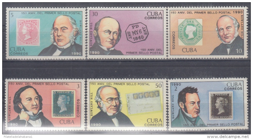 1990.17- * CUBA 1990. MNH. HISTORIA POSTAL. PENIQUE NEGRO. PENNY BLACK. ROWLAND HILL. COMPLETE SET. - Unused Stamps