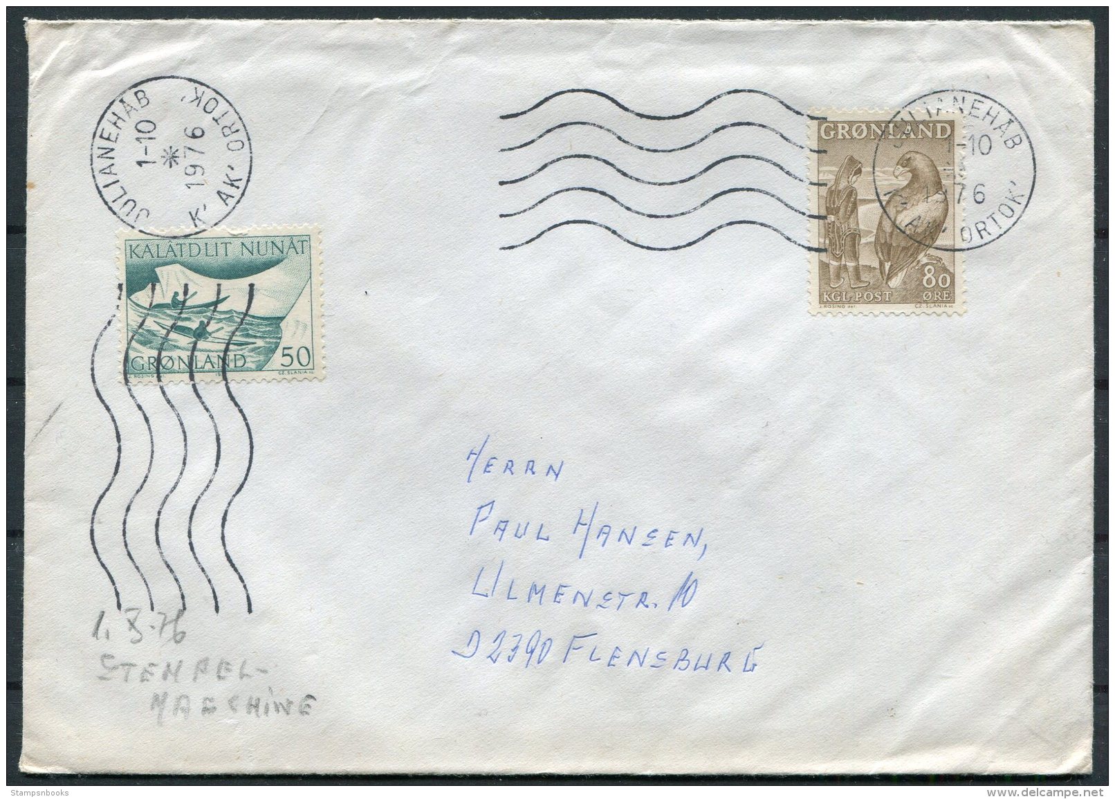 1976  Greenland Cover. Slania - Covers & Documents