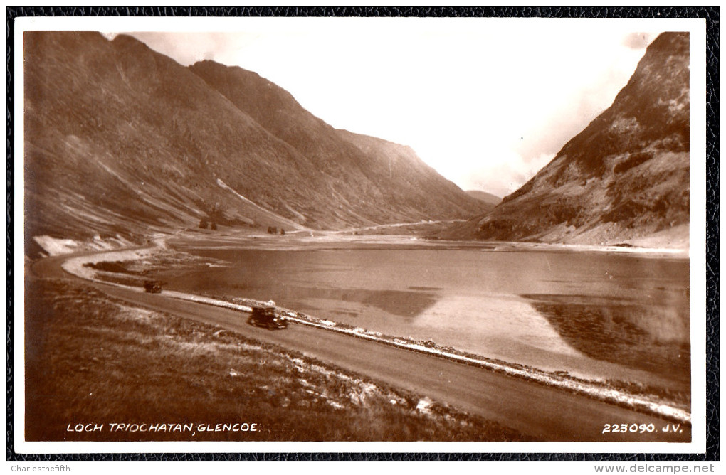 OLD PHOTO CARD - Glencoe Mountains - LOCH TRIOCHATAN - RARE !! OLDTIMER - Argyllshire