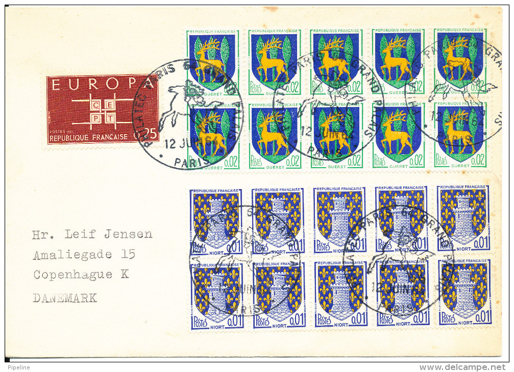 France Cover Sent To Denmark Paris 12-6-1964 With A Lot Of Stamps - Covers & Documents