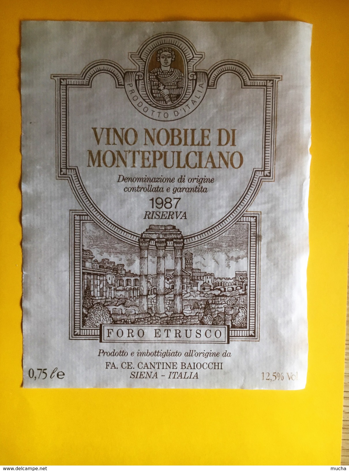 2651 - Italie Vino Nobile Di Montepulciano 1987 Foro Etrusco - Altri & Non Classificati