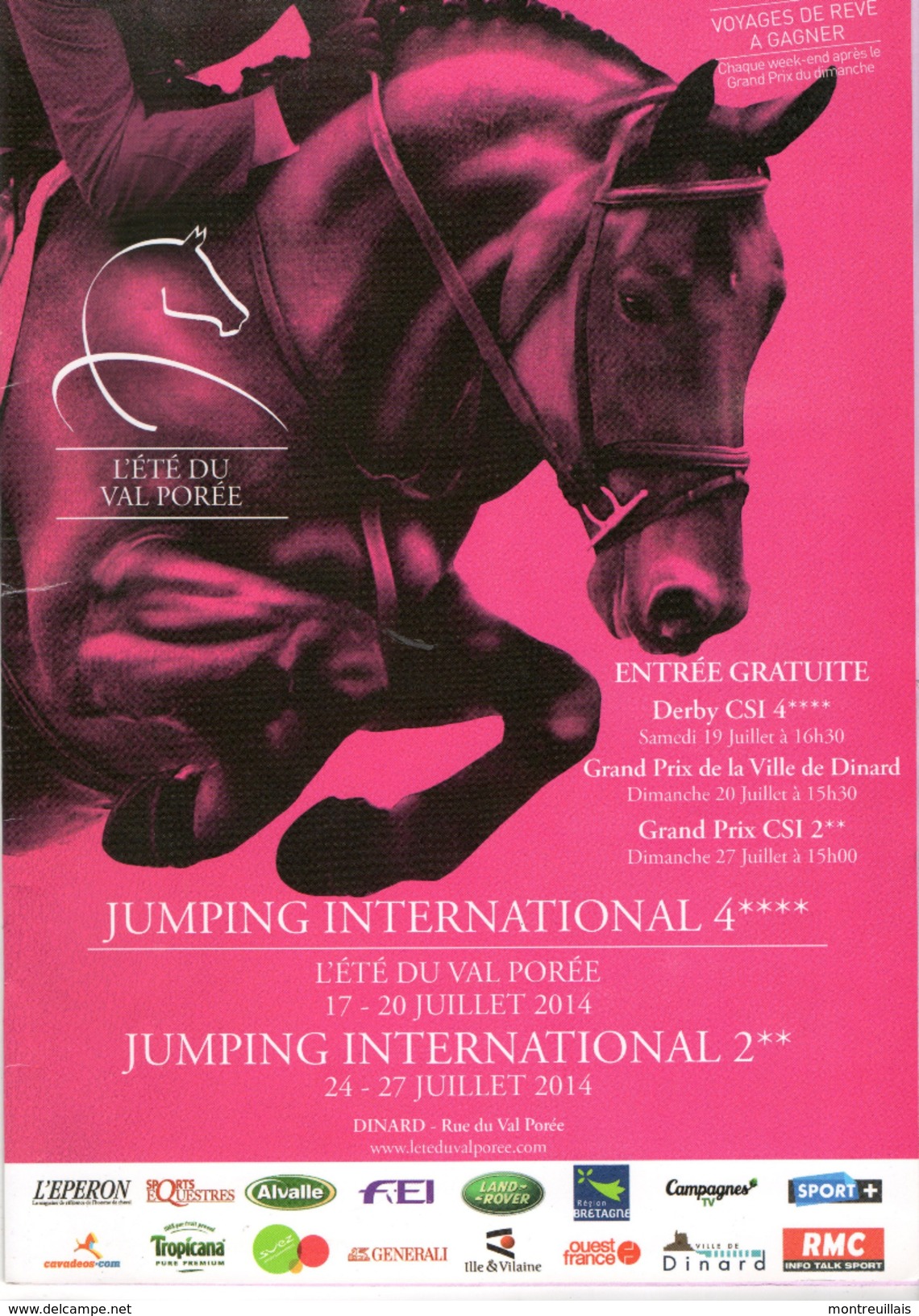 Jumping International Du 17 Au 20 Juillet 2014 à DINARD (35), 34 Pages, Eté Du Val Porée, Chevaux, Hippique - Reiten