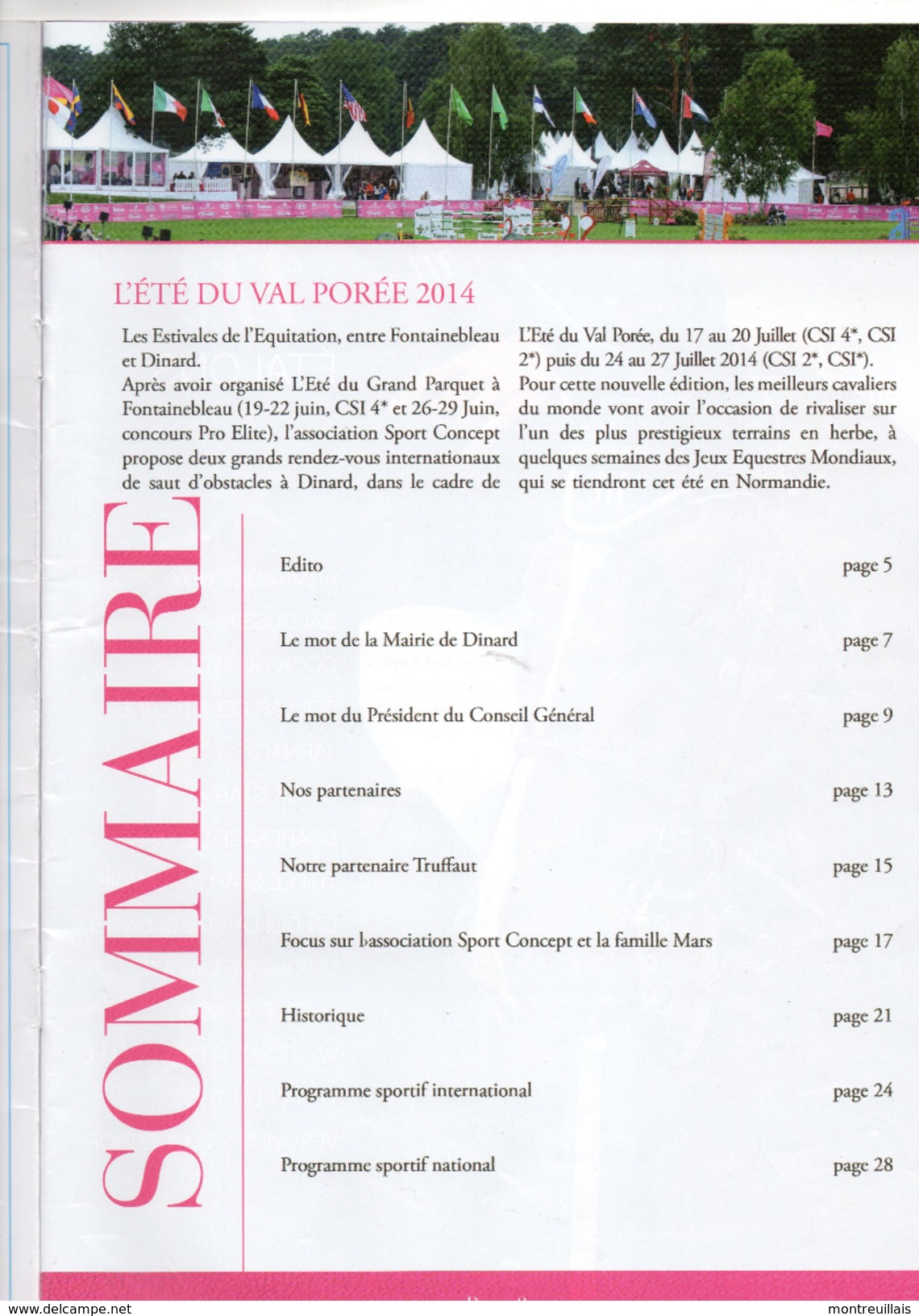 Jumping International Du 17 Au 20 Juillet 2014 à DINARD (35), 34 Pages, Eté Du Val Porée, Chevaux, Hippique - Reiten