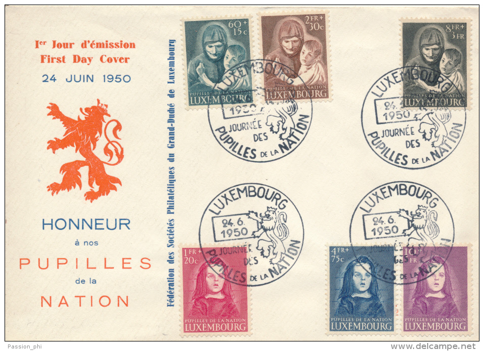 LUXEMBOURG 1950 PUPILLES DE LA NATION  PRIFIX 433/438 FDC - FDC