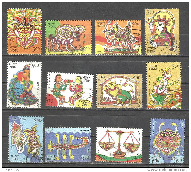 INDIA, 2010, USED STAMPS. COMPLETE YEAR PACK,4 SCANS, LOT OF 91 FINE USED STAMPS,  (o). - Gebruikt