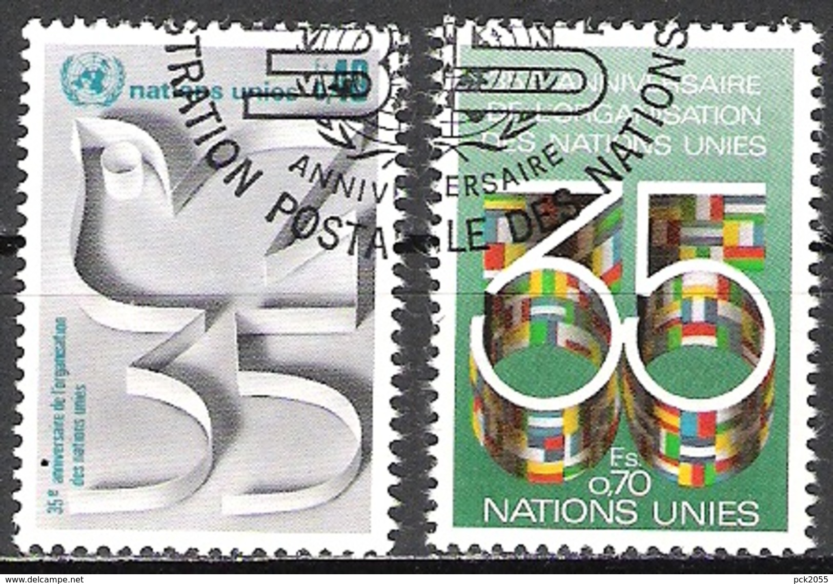 UNO Genf 1980 MiNr.92 - 93A O Gest. 35 Jahre UNO (  4016 ) - Oblitérés