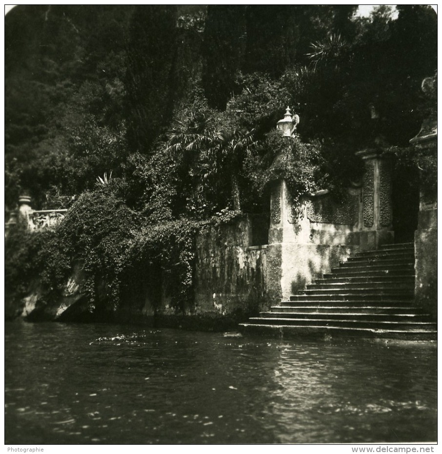 Italie Lac De Come Lenno Villa Balbianello Ancienne Photo Stereo 1900 - Photos Stéréoscopiques