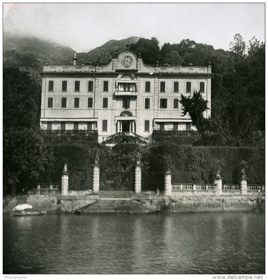 Italie Lac De Come Tremezzo Villa Carlotta Ancienne Photo Stereo 1900 - Stereoscopic