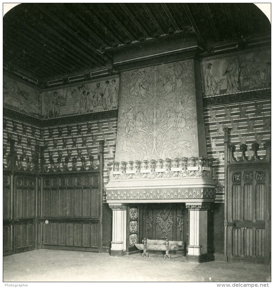 France Pierrefonds Château Chambre à Coucher Du Seigneur Ancienne Photo Stereo NPG 1900 - Stereoscopic