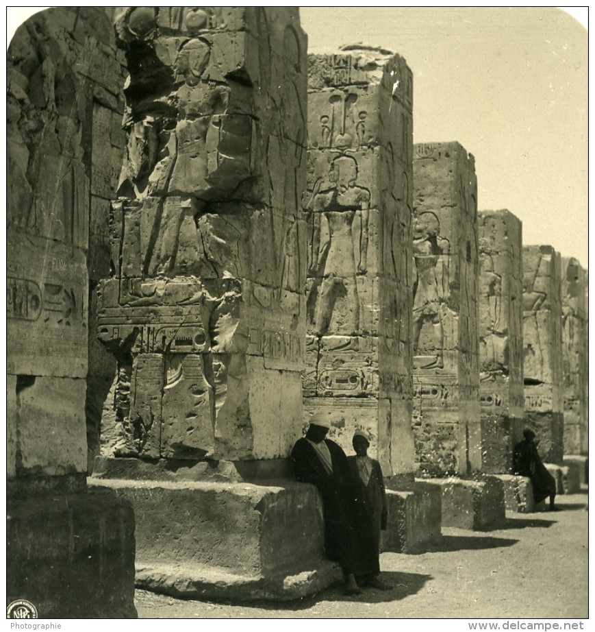 Egypte Temple De Deir El Bahari Ancienne Photo Stereo NPG 1900 - Stereoscopic