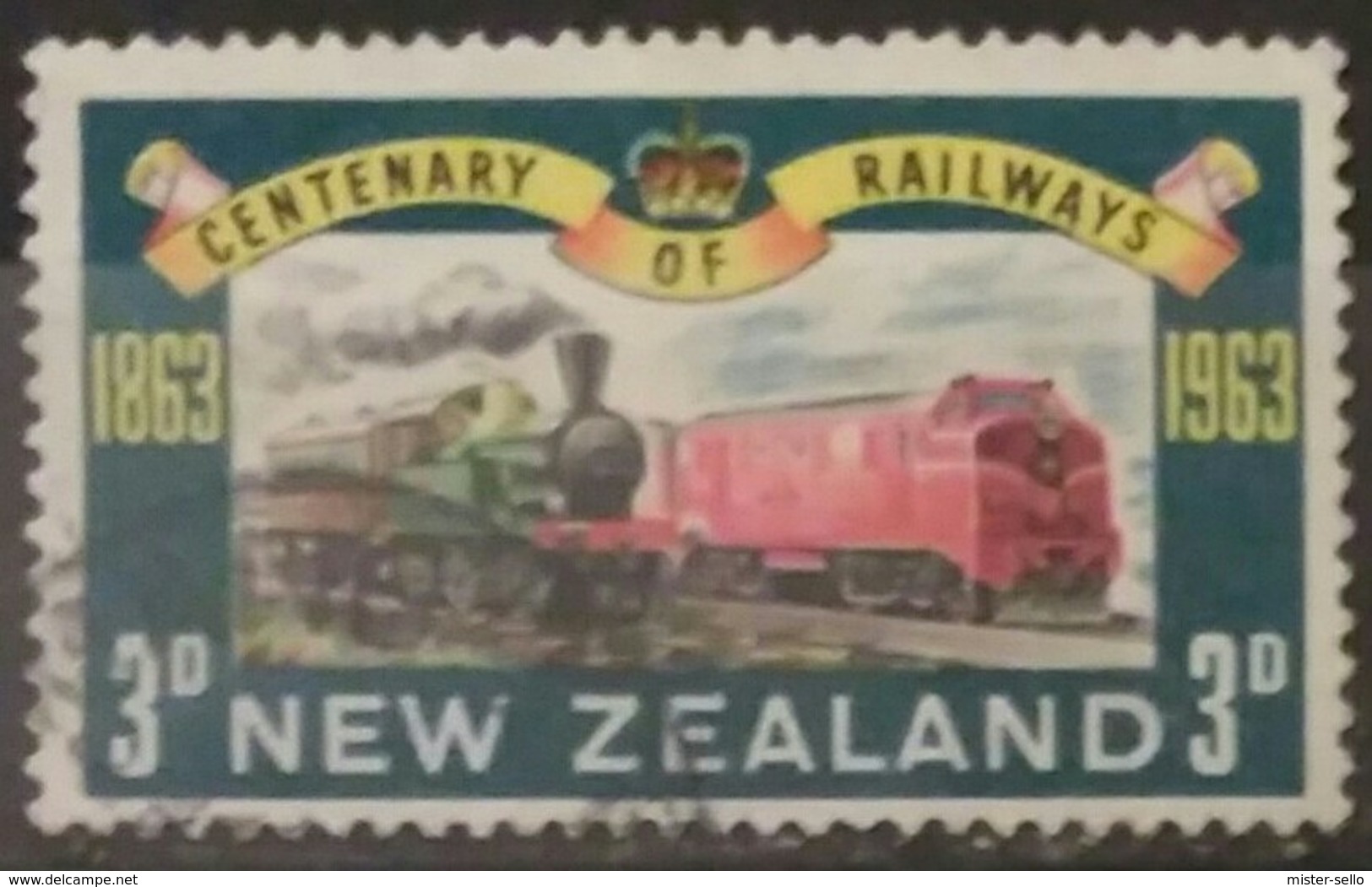 NUEVA ZELANDA 1963 The 100th Anniversary Of The New Zealand Railway. Trenes - Ferrocarriles. USADO - USED. - Usados