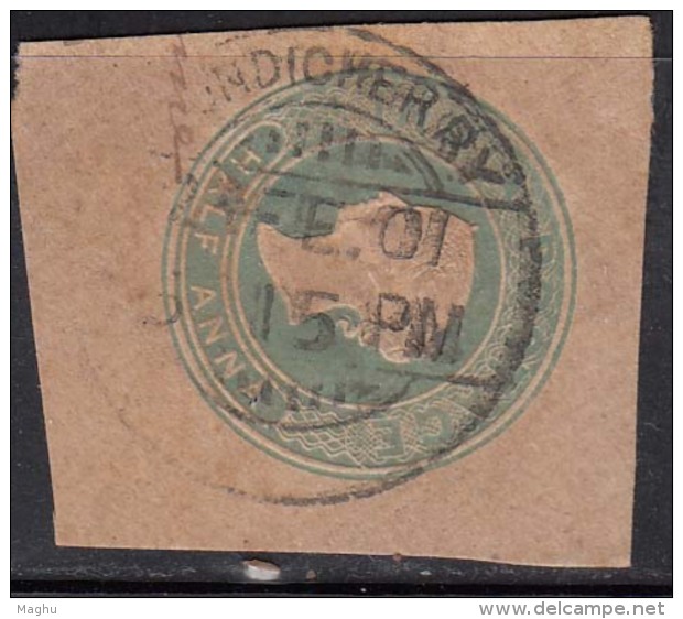 CDS On Piece Stationery 'PONDICHERRY' /British East India Used Abroad, French, - Used Stamps