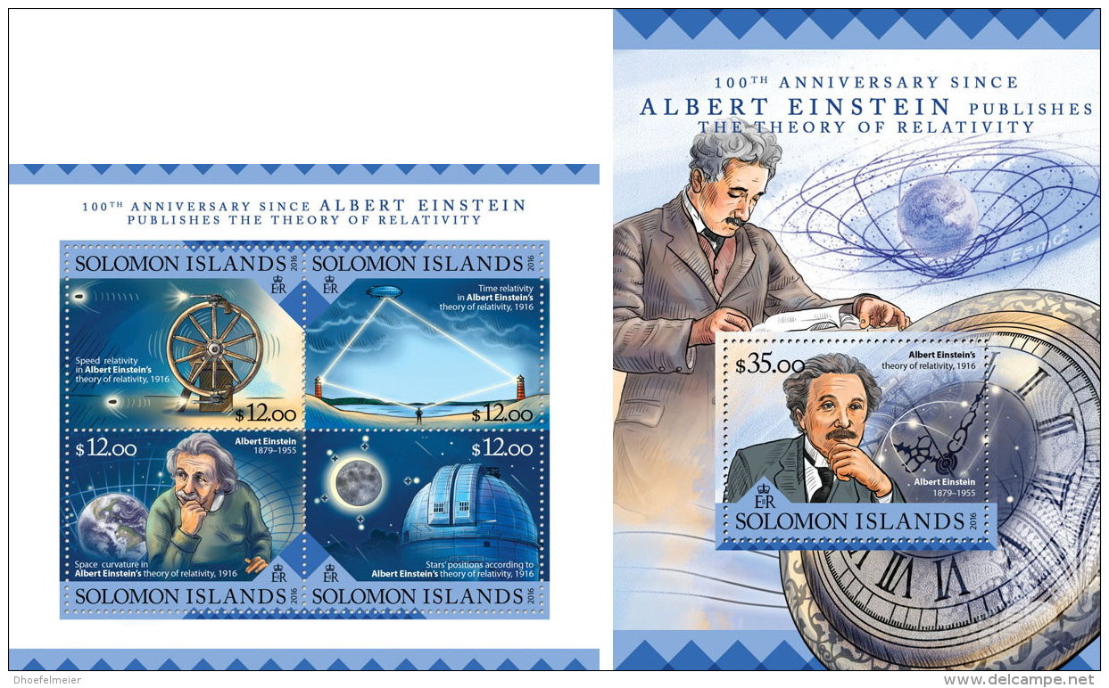 SOLOMON ISLANDS 2016 ** Albert Einstein M/S+S/S - OFFICIAL ISSUE - A1635 - Albert Einstein