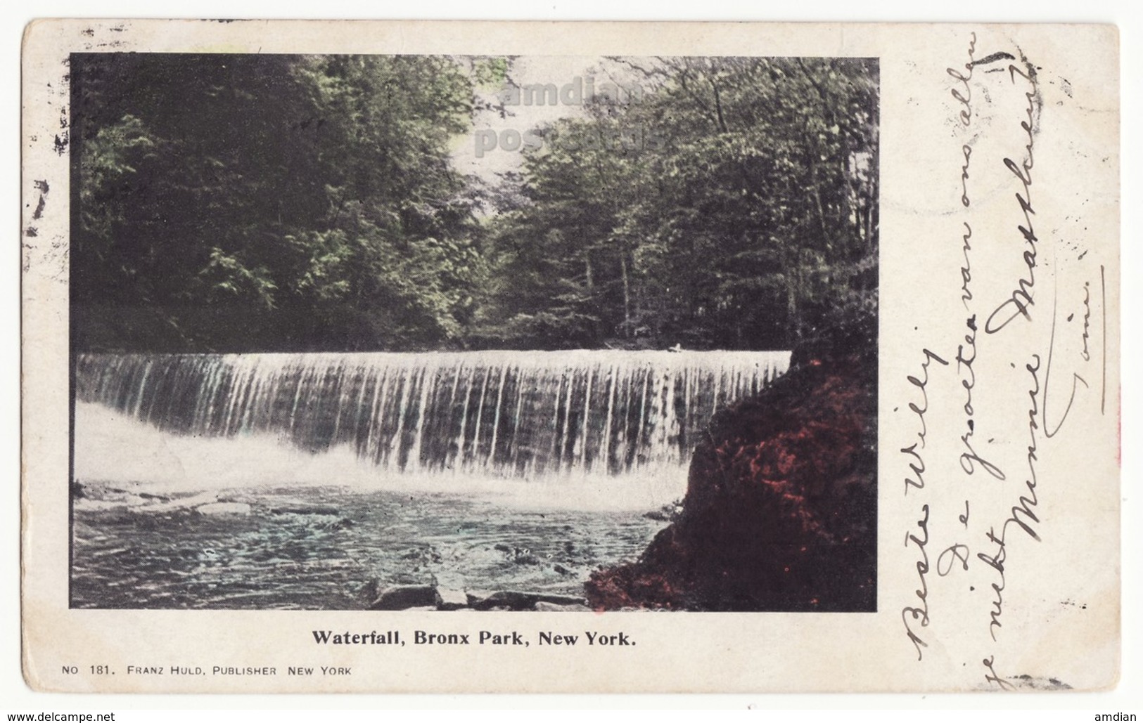 NEW YORK CITY NY, BRONX PARK WATERFALL EARLY VIEW C1904 Undivided Back Vintage Postcard [6415] - Parchi & Giardini