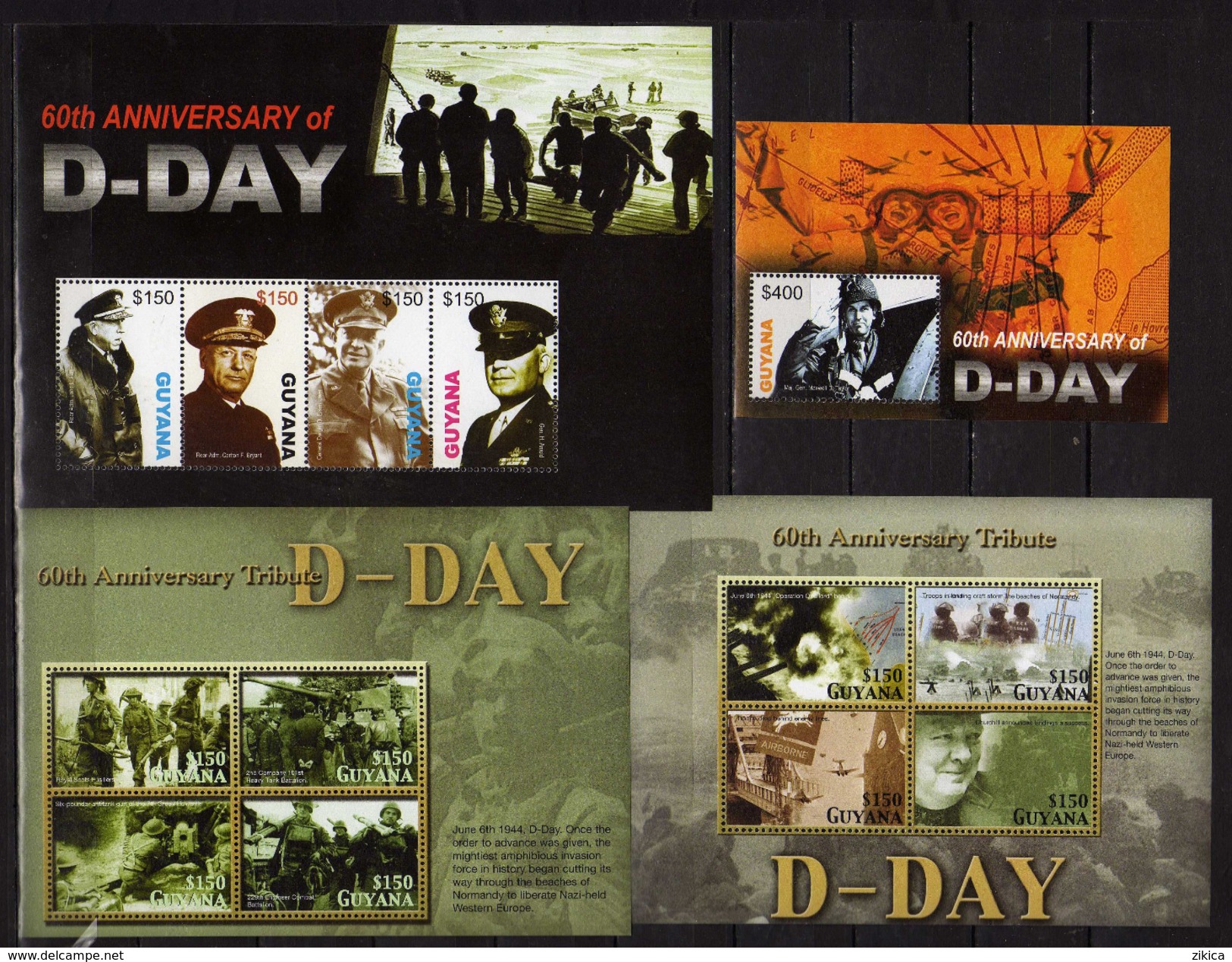 Guyana 2004 The 60th Anniversary Of D-Day Landings.Normandy.Full Blocks.( I - VIII ).MNH - 2 Scans - Guyane (1966-...)