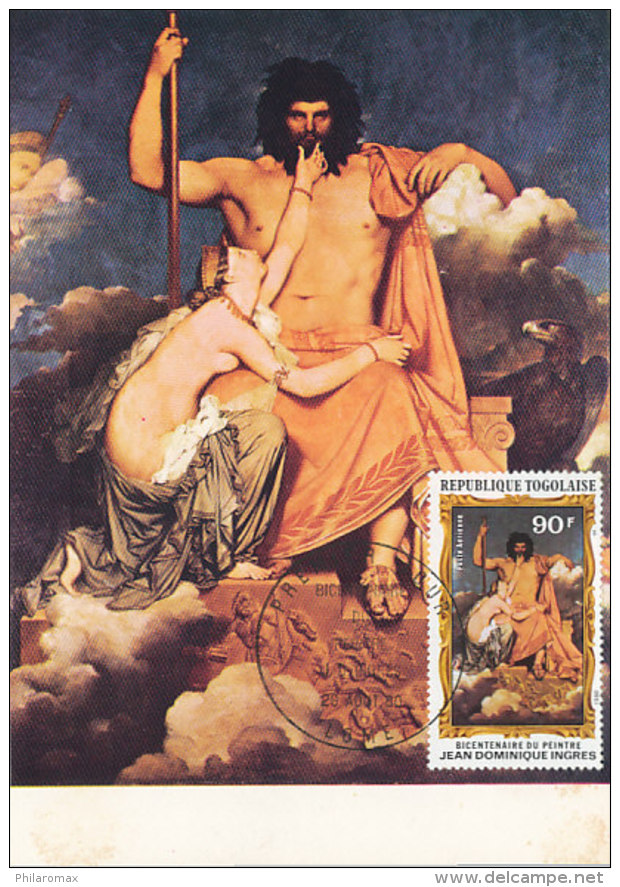 D27790 CARTE MAXIMUM CARD 1980 TOGO - JUPITER ET THETIS BY INGRES CP ORIGINAL - Sonstige & Ohne Zuordnung